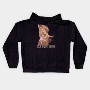 Horse With Tongue Out Kids Hoodie